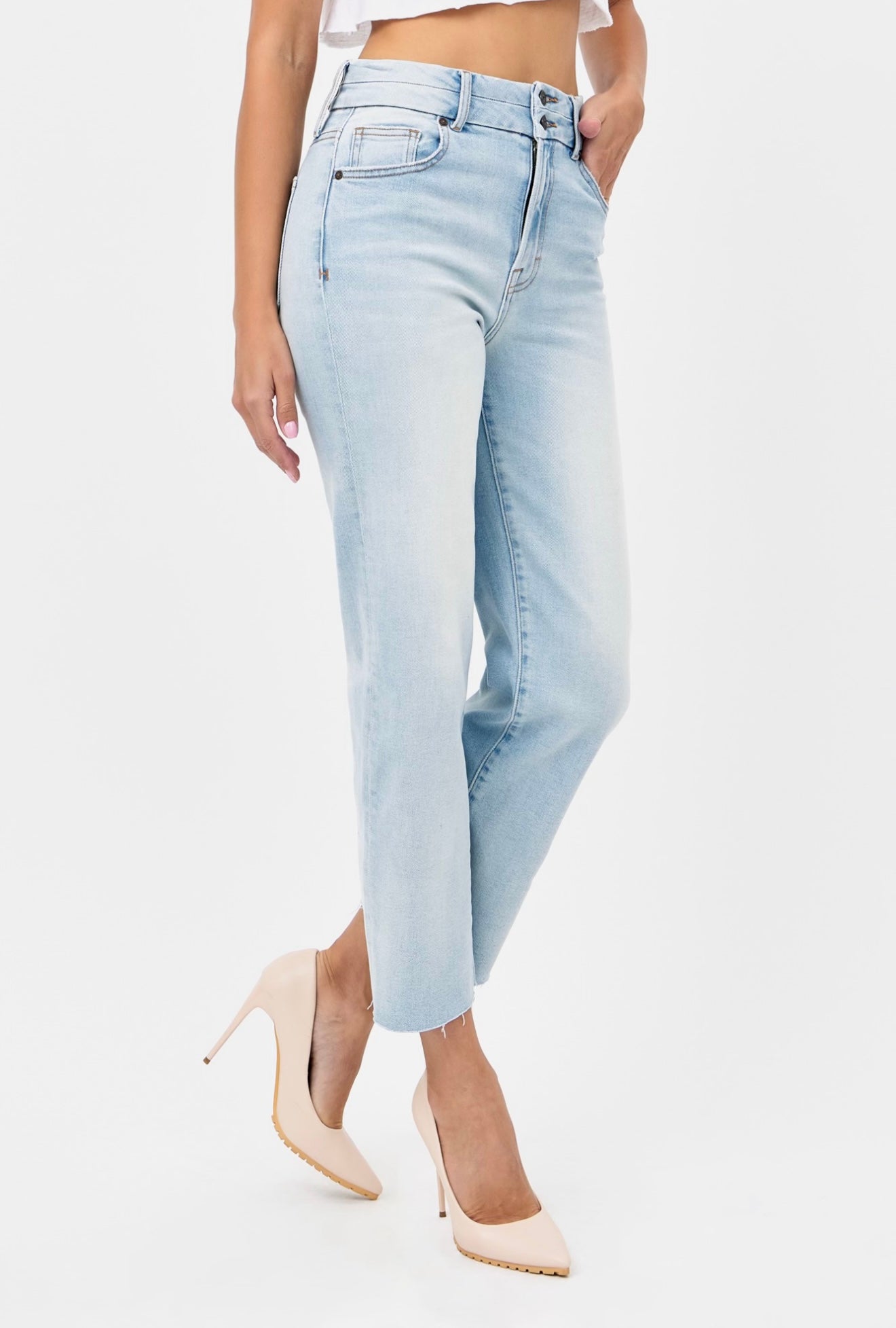Ella Double Band Crop Denim