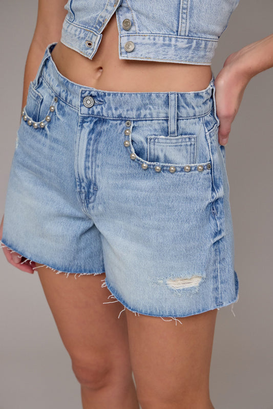 Kayla Relaxed Shorts with Stud Detail